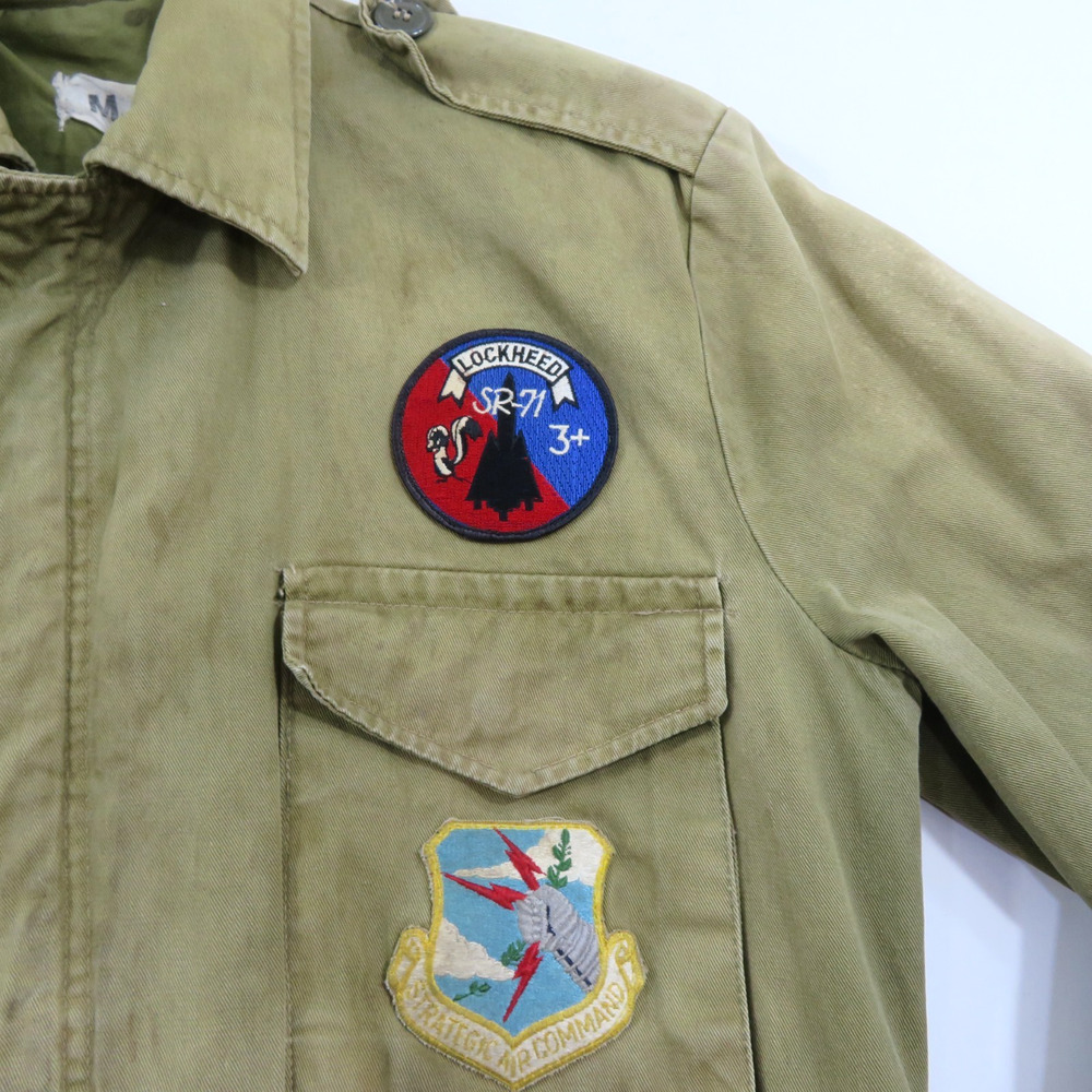M-52 USAF Green Military Jacket w/Patches SR-71 Sz S-M? Distressed Look Vintage - Picture 7 of 11